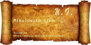 Mikolovits Ilka névjegykártya